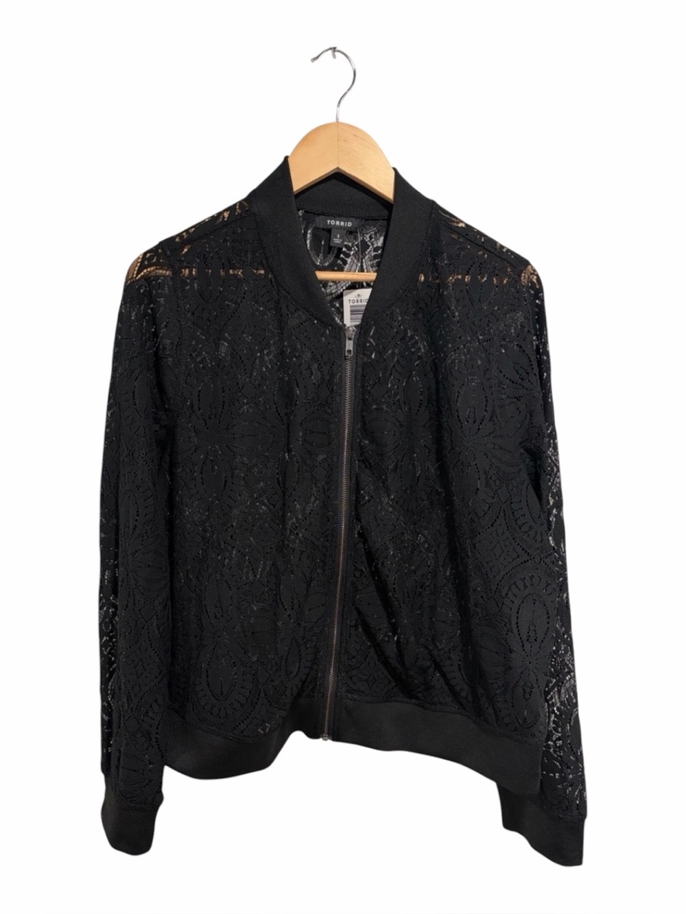 2/$30 Torrid Crochet Deep Black Bomber Jacket NWT
